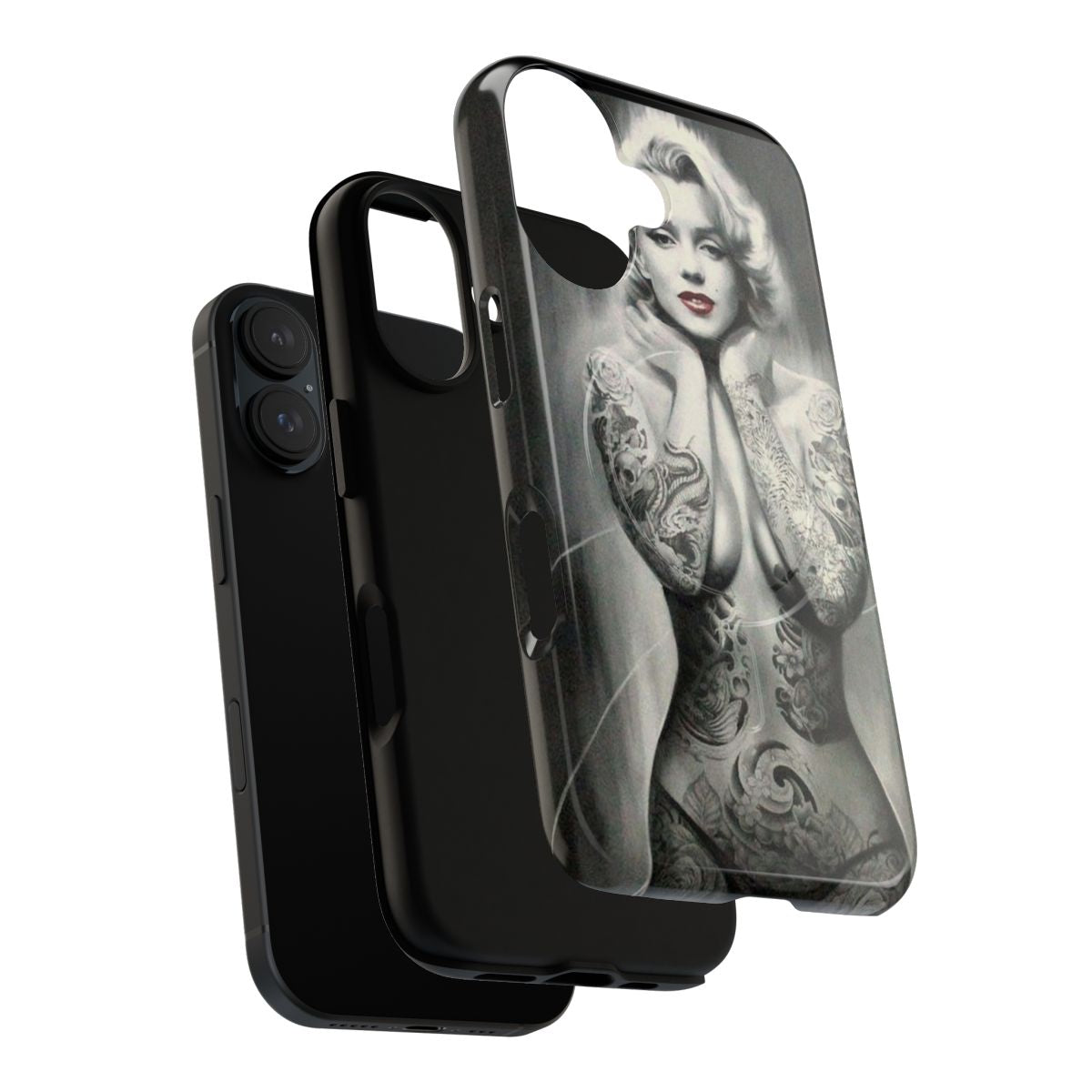 Marilyn Monroe Tattooed Lady Artwork Printed on Magnetic Tough Phone Case - Layers