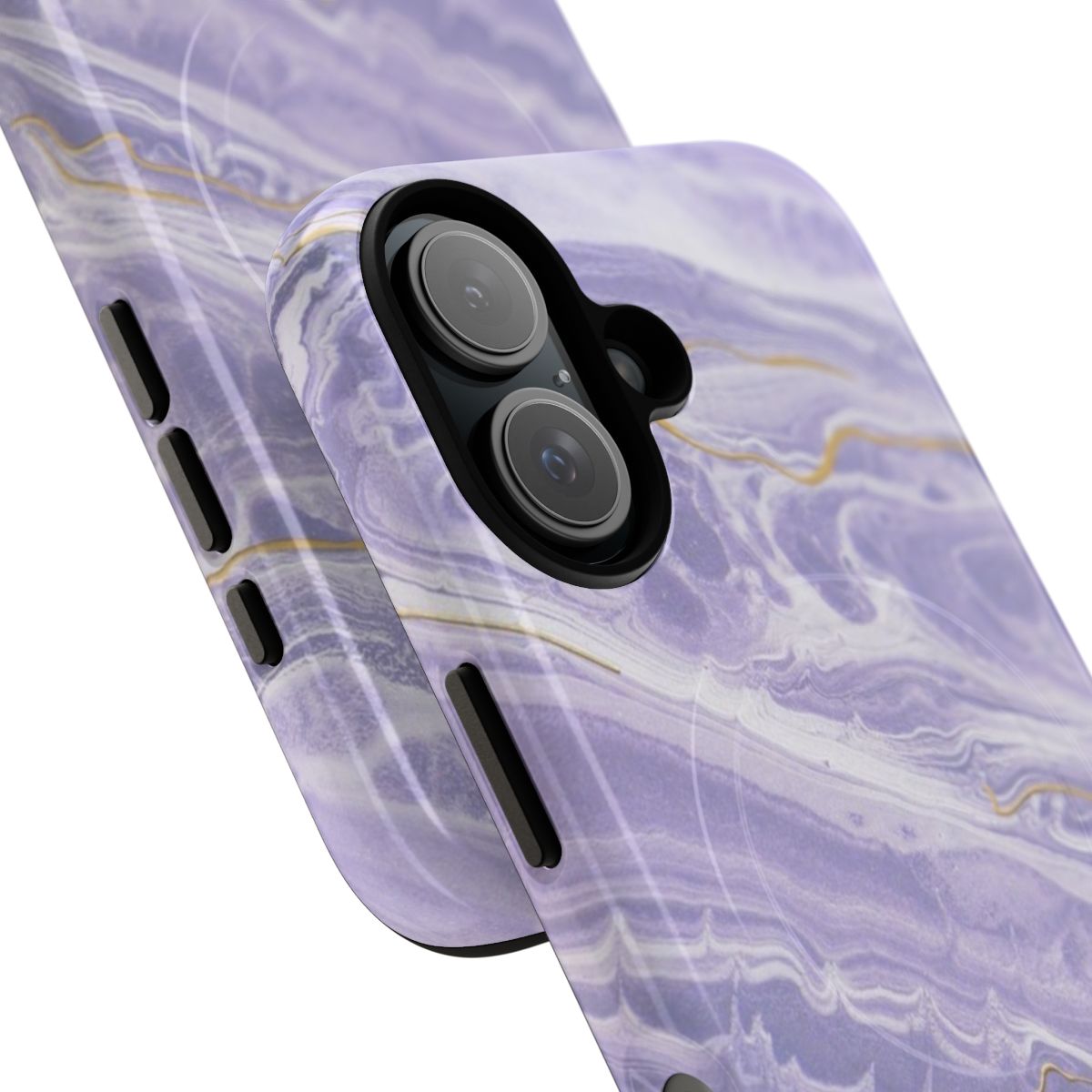 Purple and gold marble textured phone case with a modern, abstract design - Detail