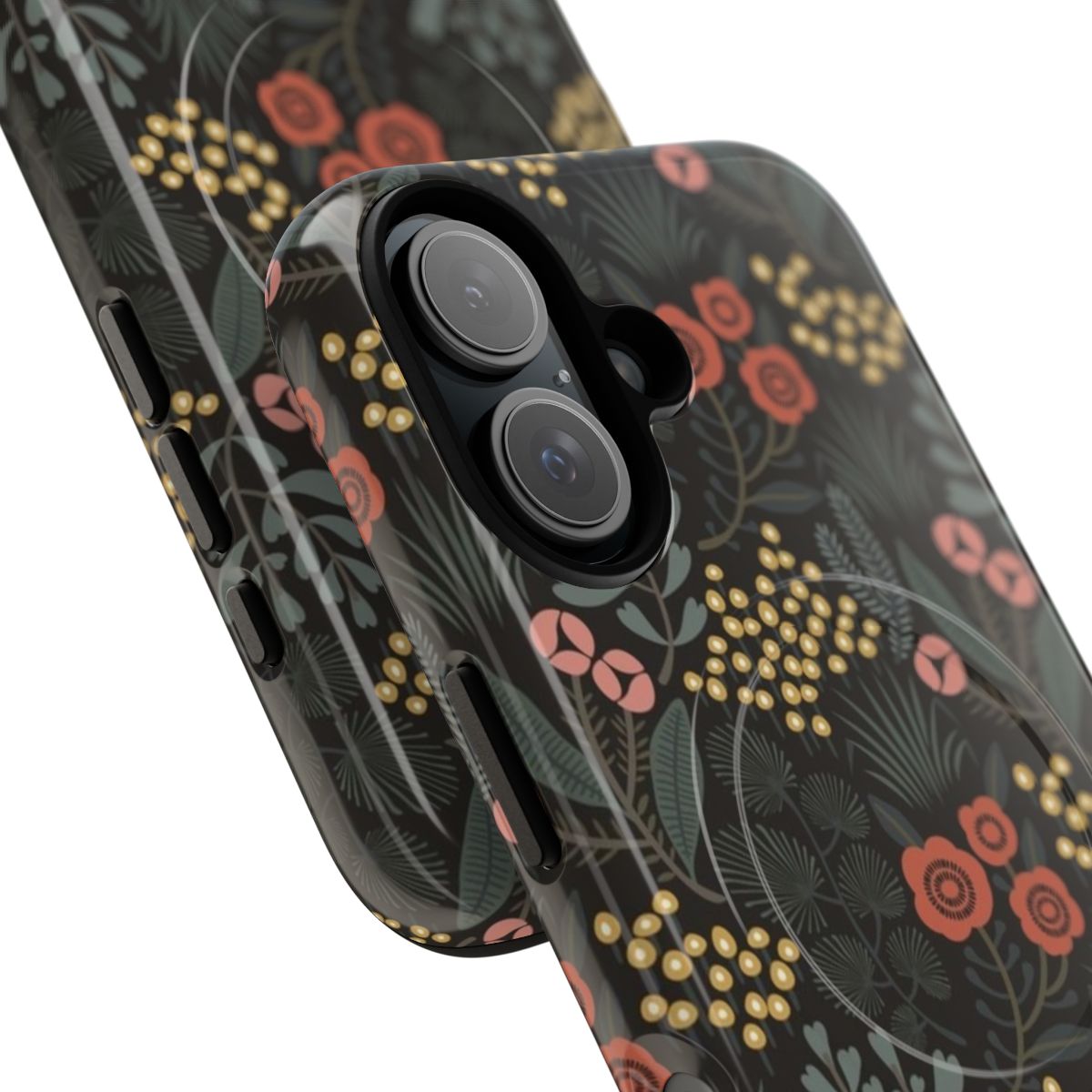 Vintage floral patterned magnetic protective phone case - Detail