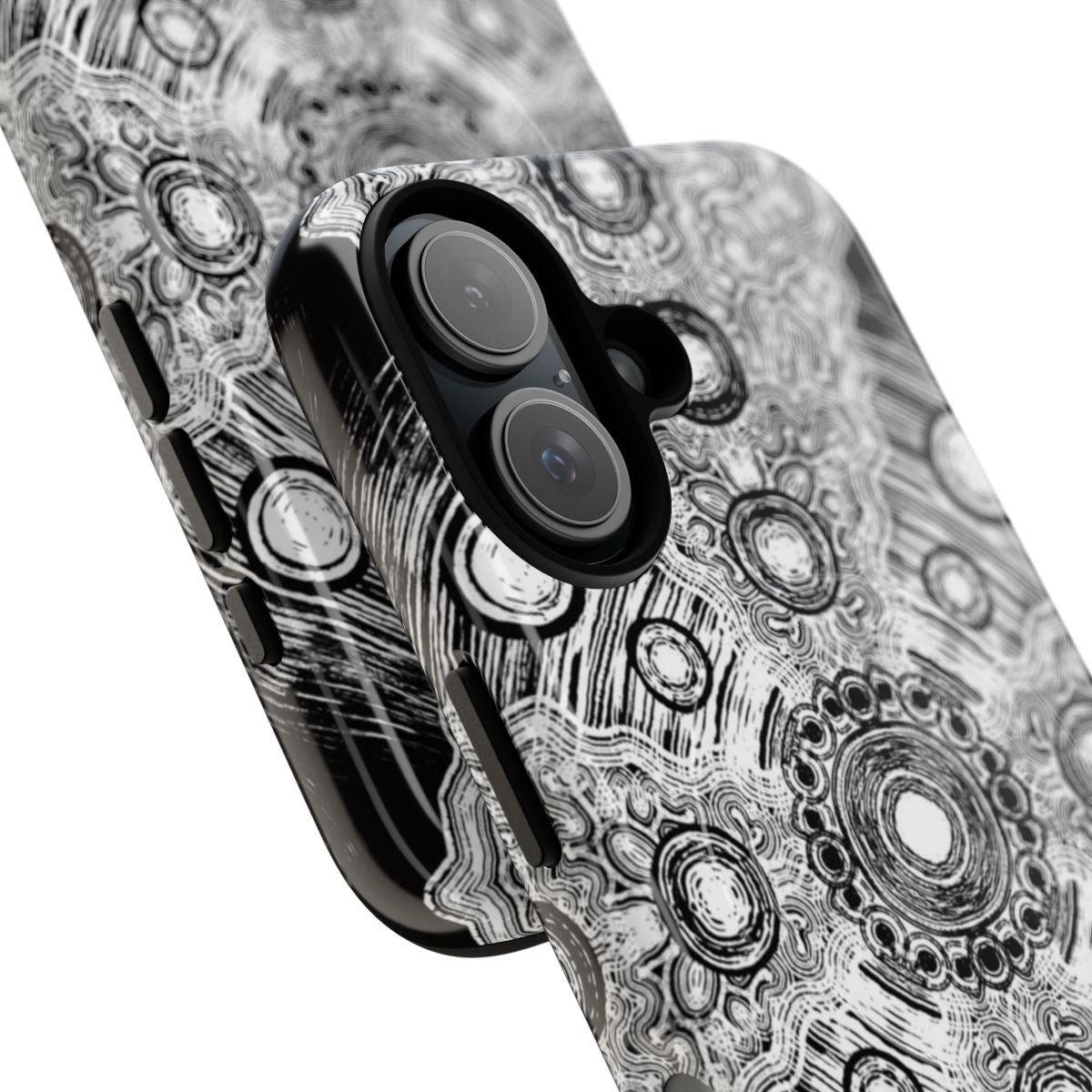 Mandala phone case with trippy, psychedelic design - Detail