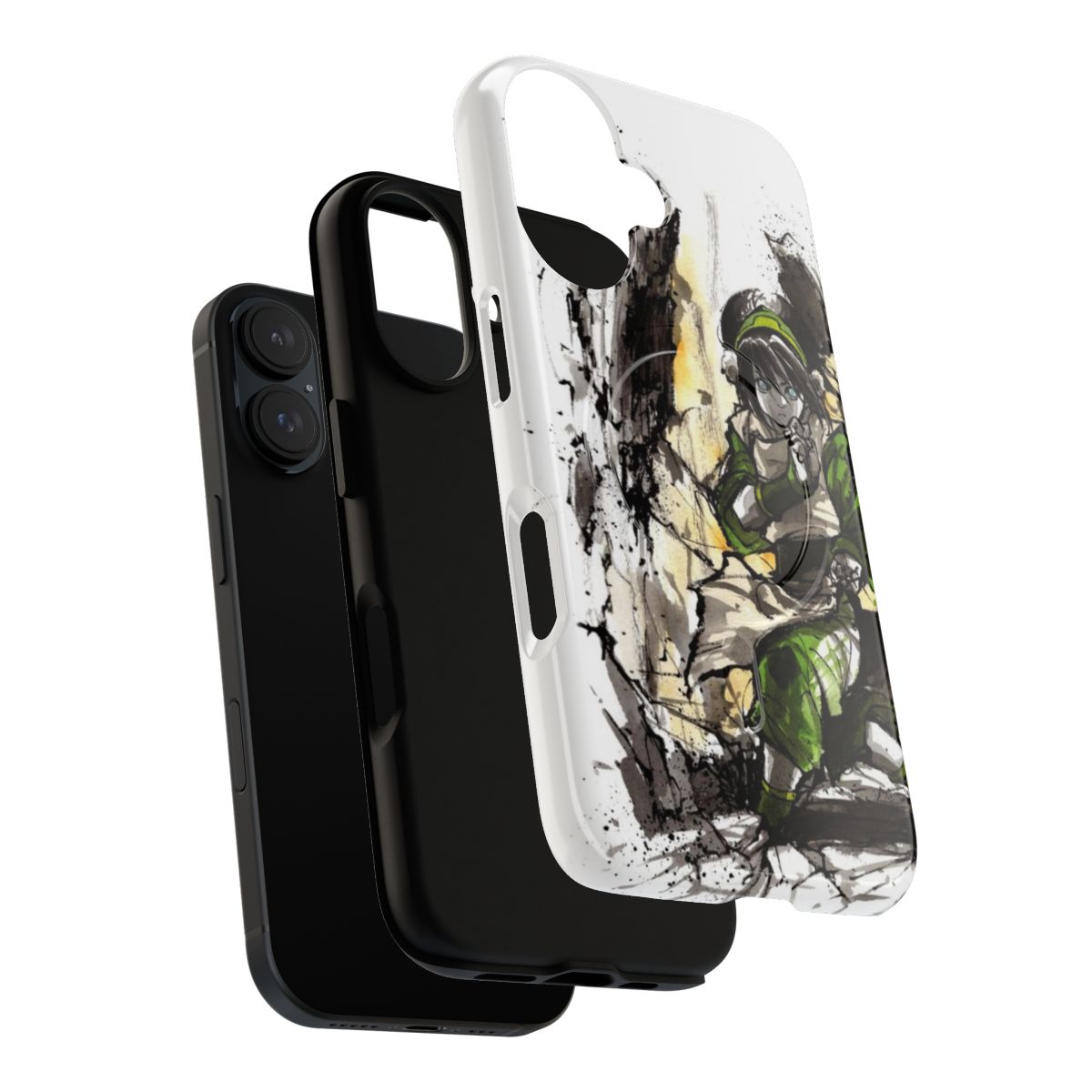 Custom phone case featuring a watercolor and sumi-e style illustration of the character Toph from the animated series Avatar: The Last Airbender. - Layers