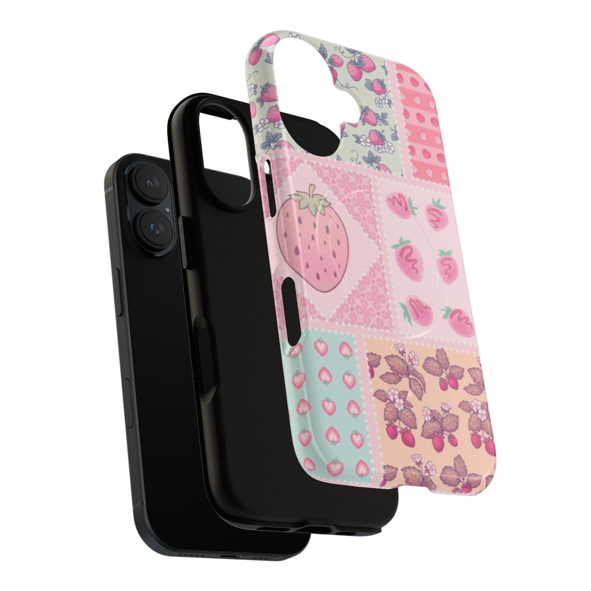 Colorful strawberry patchwork design on a durable phone case - Layers