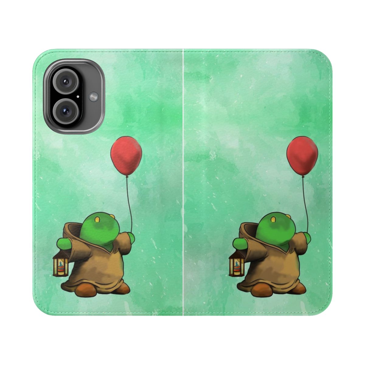 Vibrant flip cover phone case featuring the iconic Tonberry character from the Final Fantasy video game series.