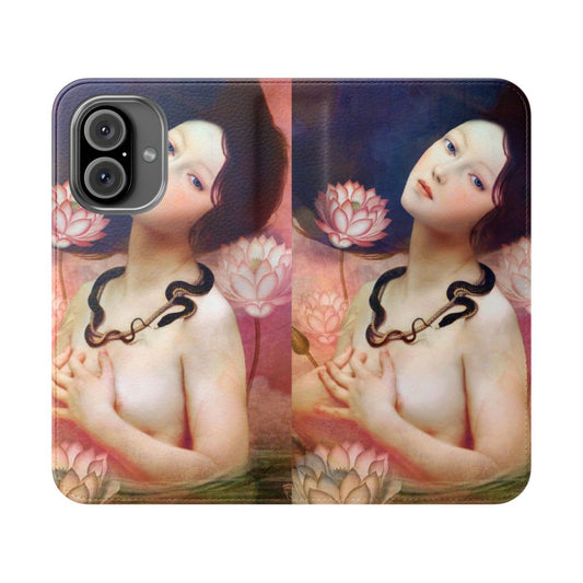 Enchanted snake and floral portrait design on a phone case