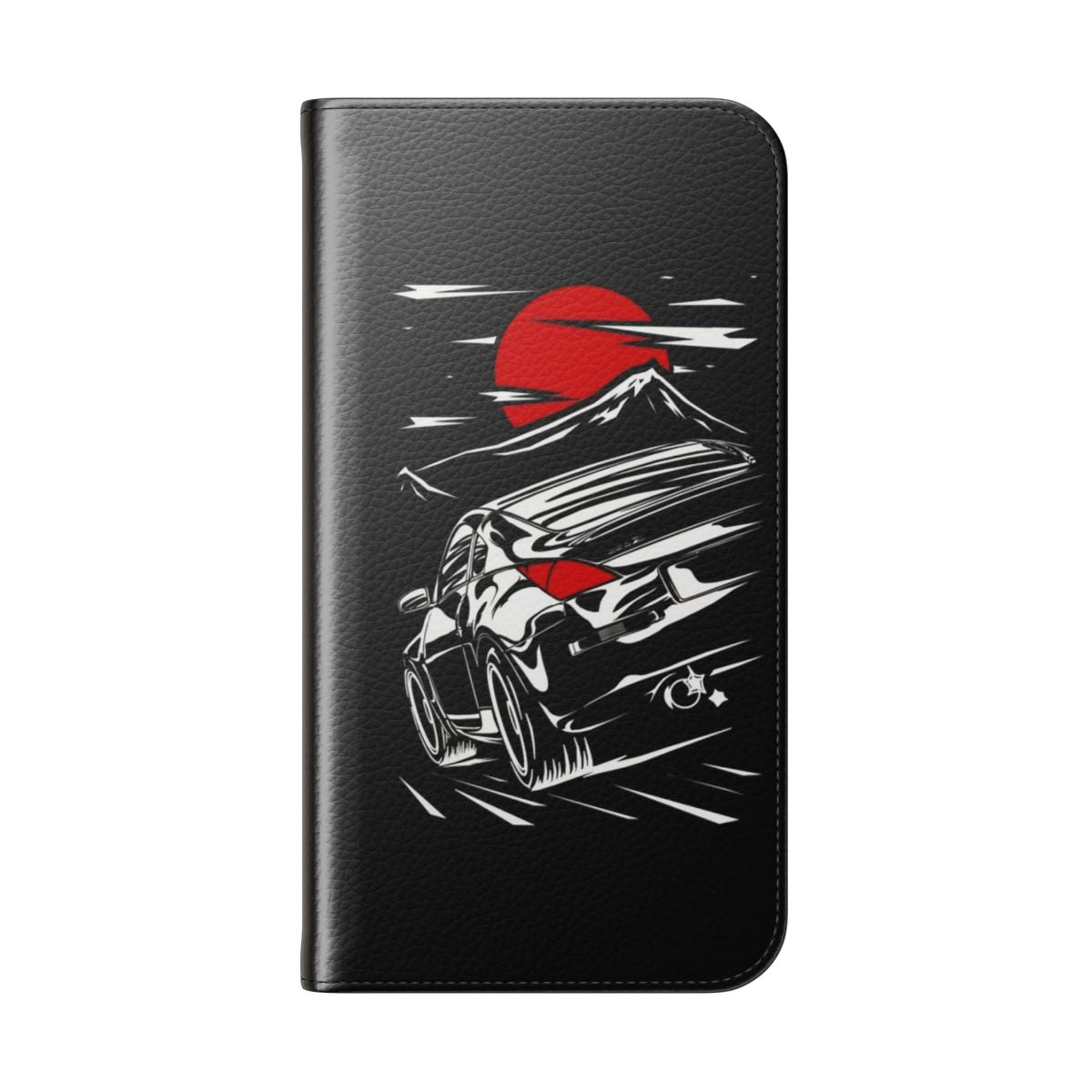 Nissan 350z inspired flip cover phone case in a sleek design - Folded Back