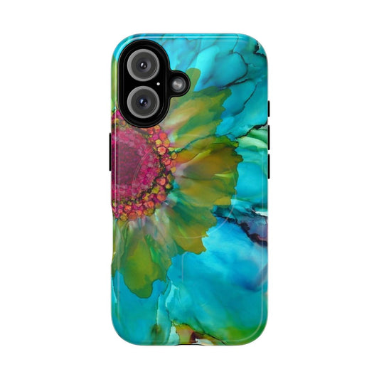 Colorful and abstract floral phone case with a bold, modern design