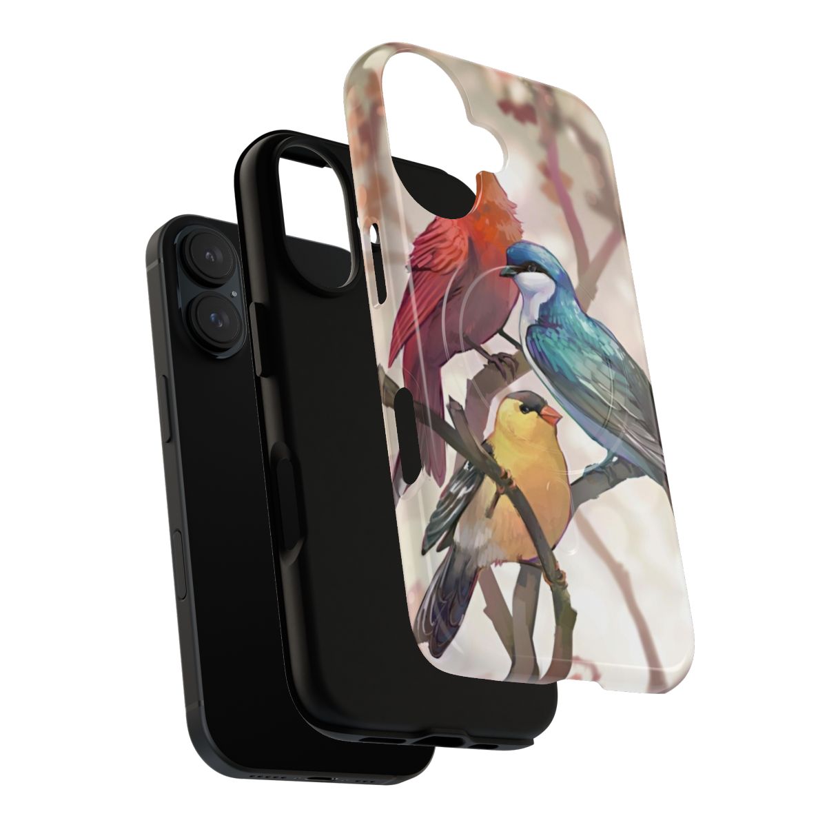 Vibrant and durable magnetic phone cases featuring a variety of birds in nature-inspired designs. - Layers