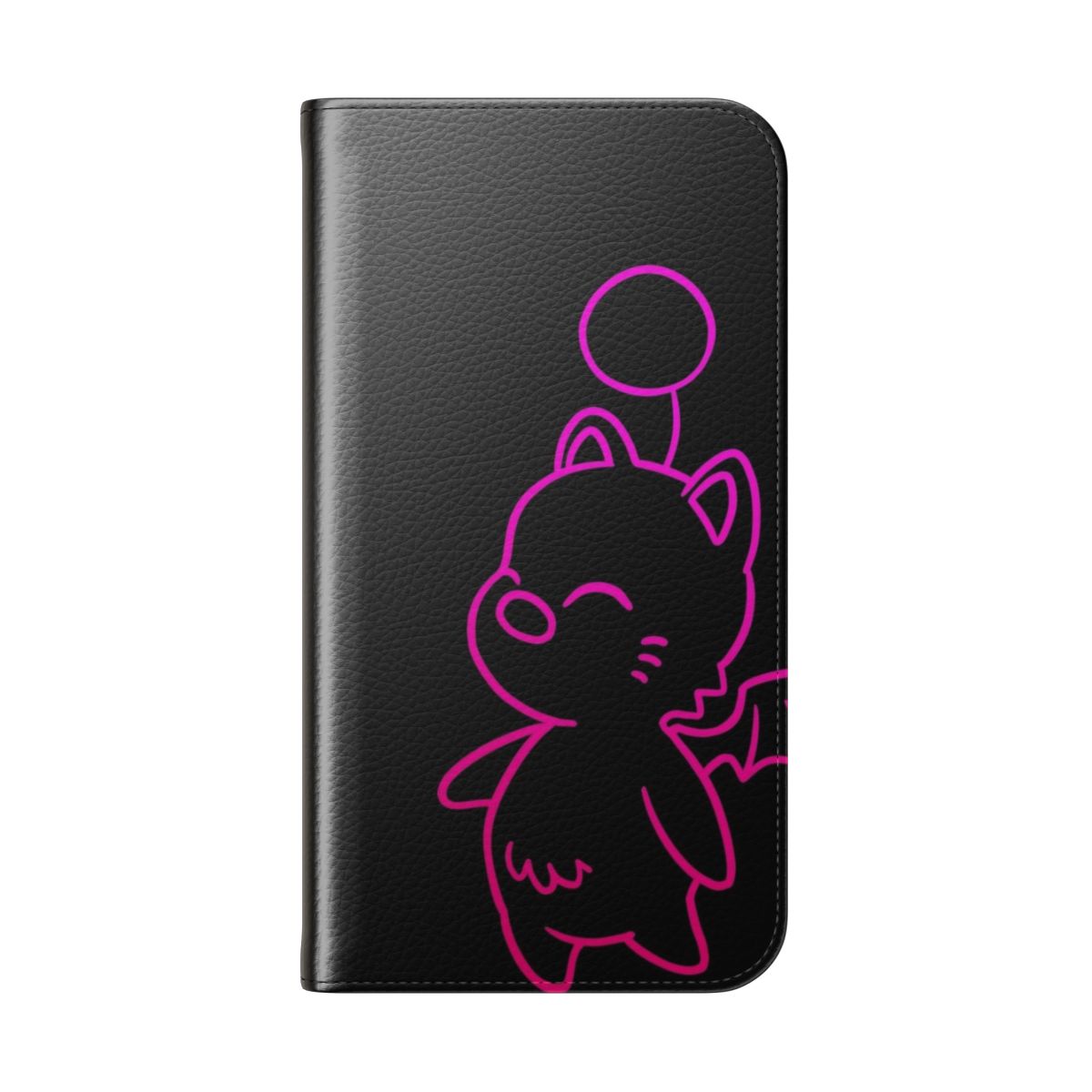 Minimalist phone case featuring a pink moogle design from the Final Fantasy video game series. - Folded Back