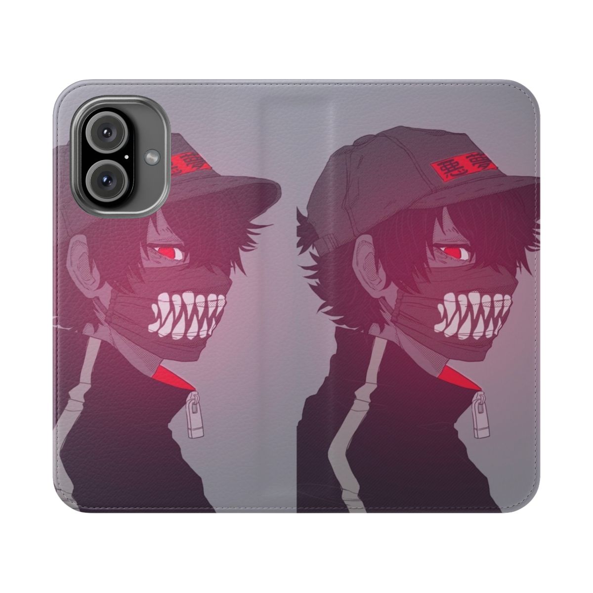 Fanged horror flip cover phone case with teeth and monster design