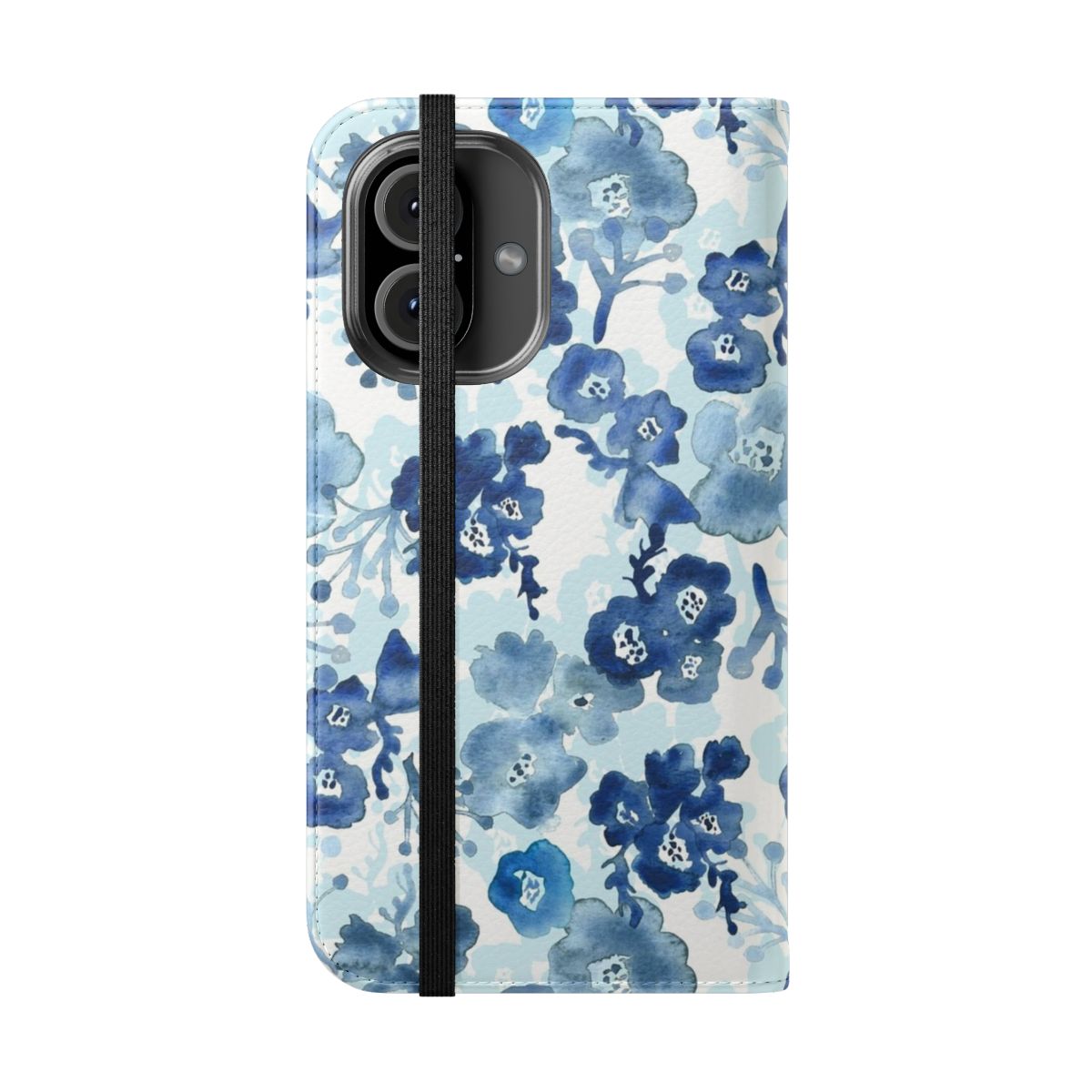 Vibrant watercolor floral pattern on a phone case. - Folded Front