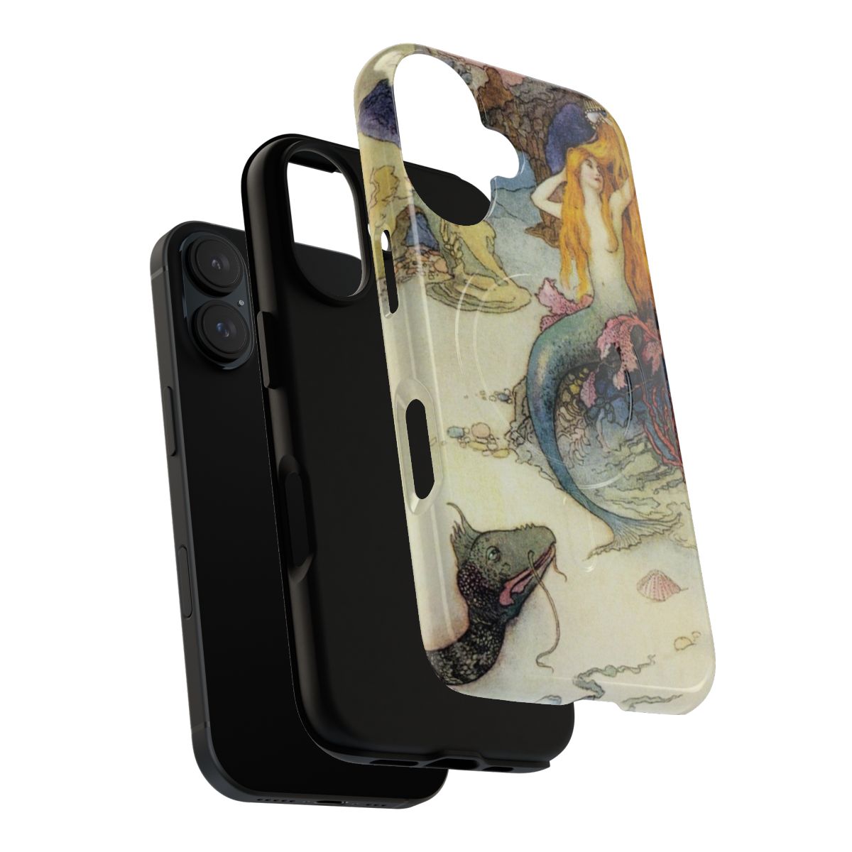 Mermaid phone case featuring Warwick Goble's vintage fairy tale artwork - Layers