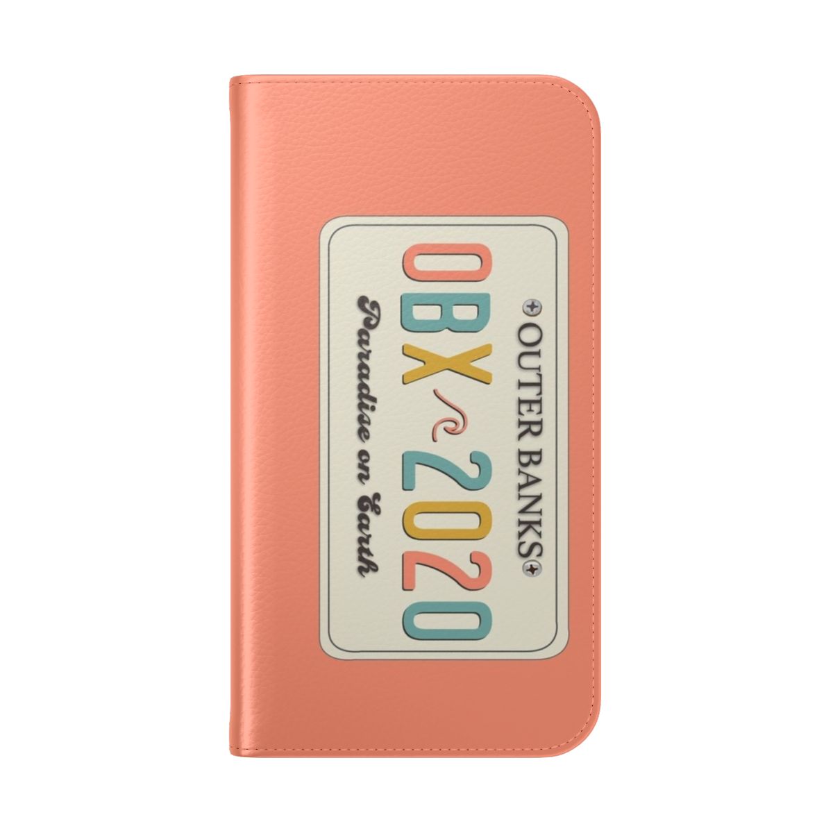 Outer Banks Inspired Flip Phone Case with License Plate Design - Folded Back