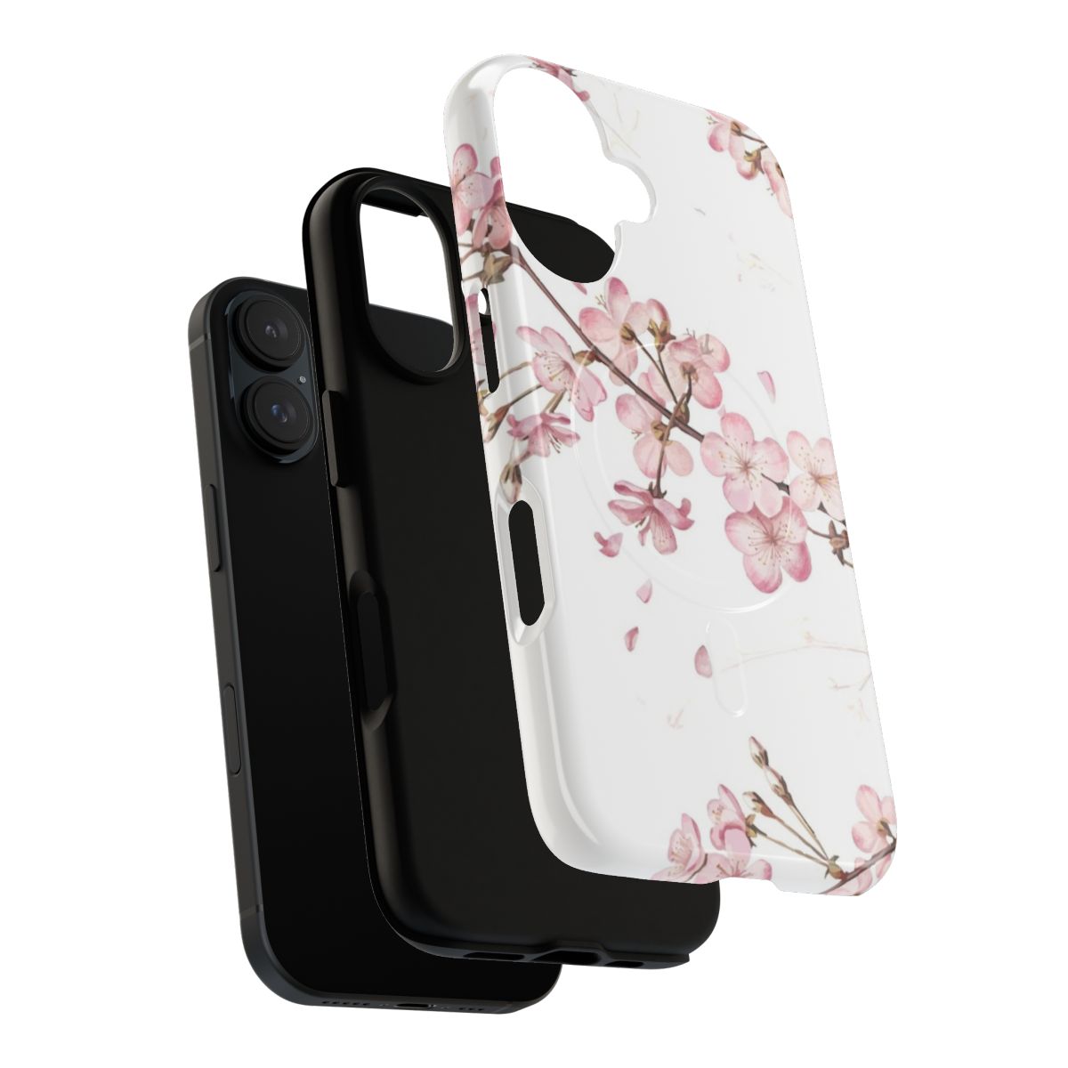 Soft pink sakura cherry blossom floral pattern on a durable phone case - Layers