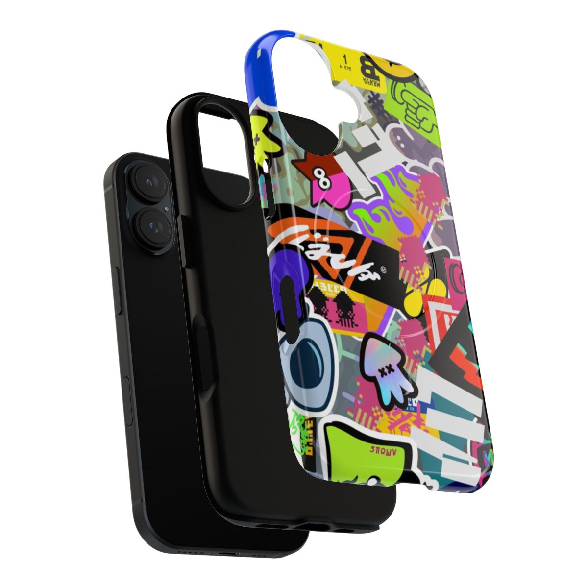 Colorful abstract splatter phone case with magnetic closure - Layers