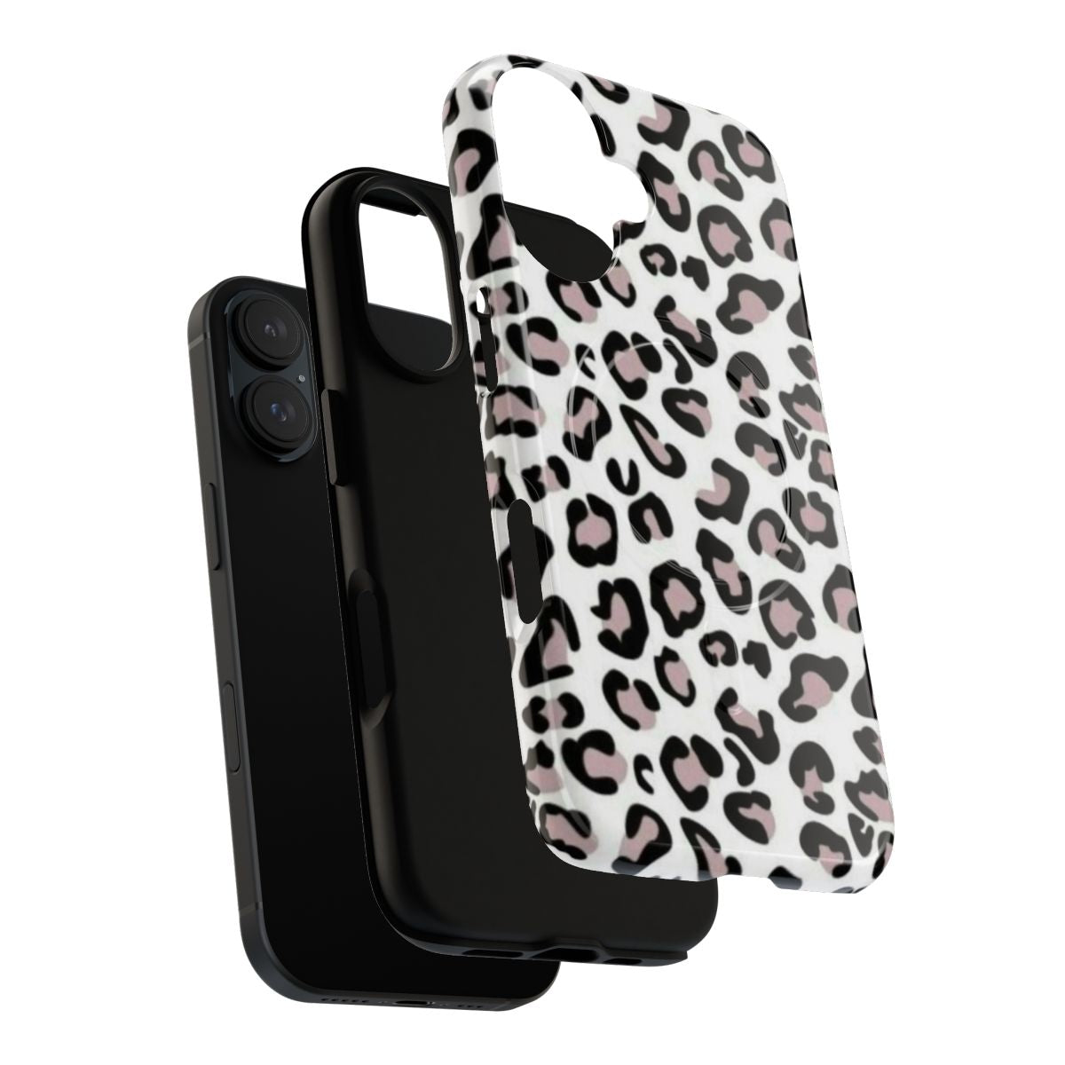 A light brown cheetah print phone case with a sleek, minimalist design. - Layers