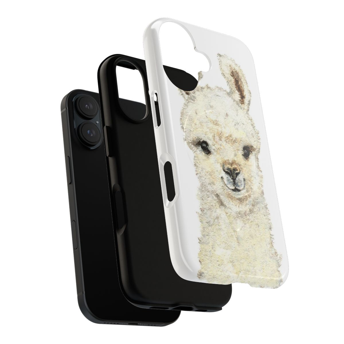 Cute llama and funny alpaca design on a magnetic tough phone case - Layers