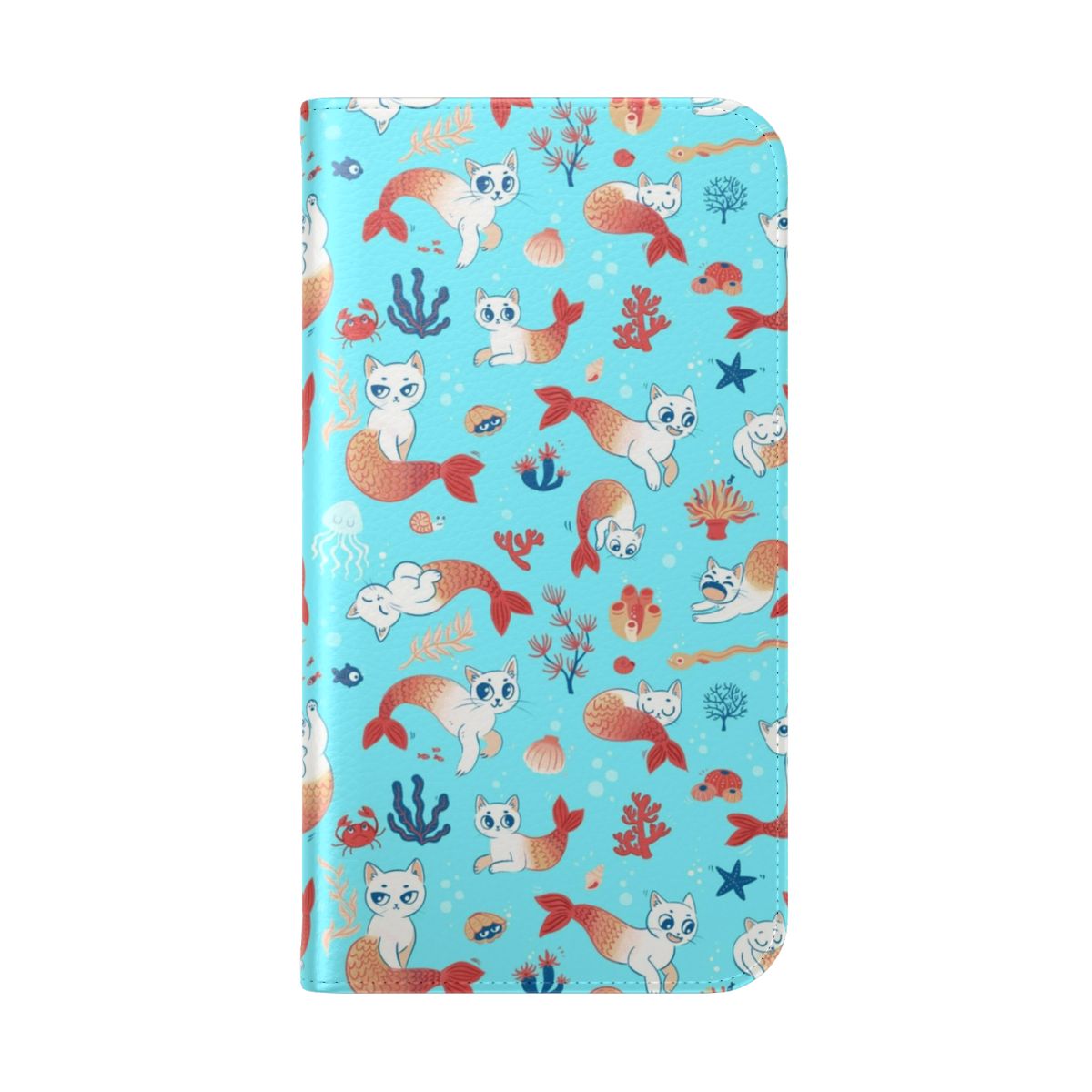 Purrmaids phone case with mermaid and cat design - Folded Back