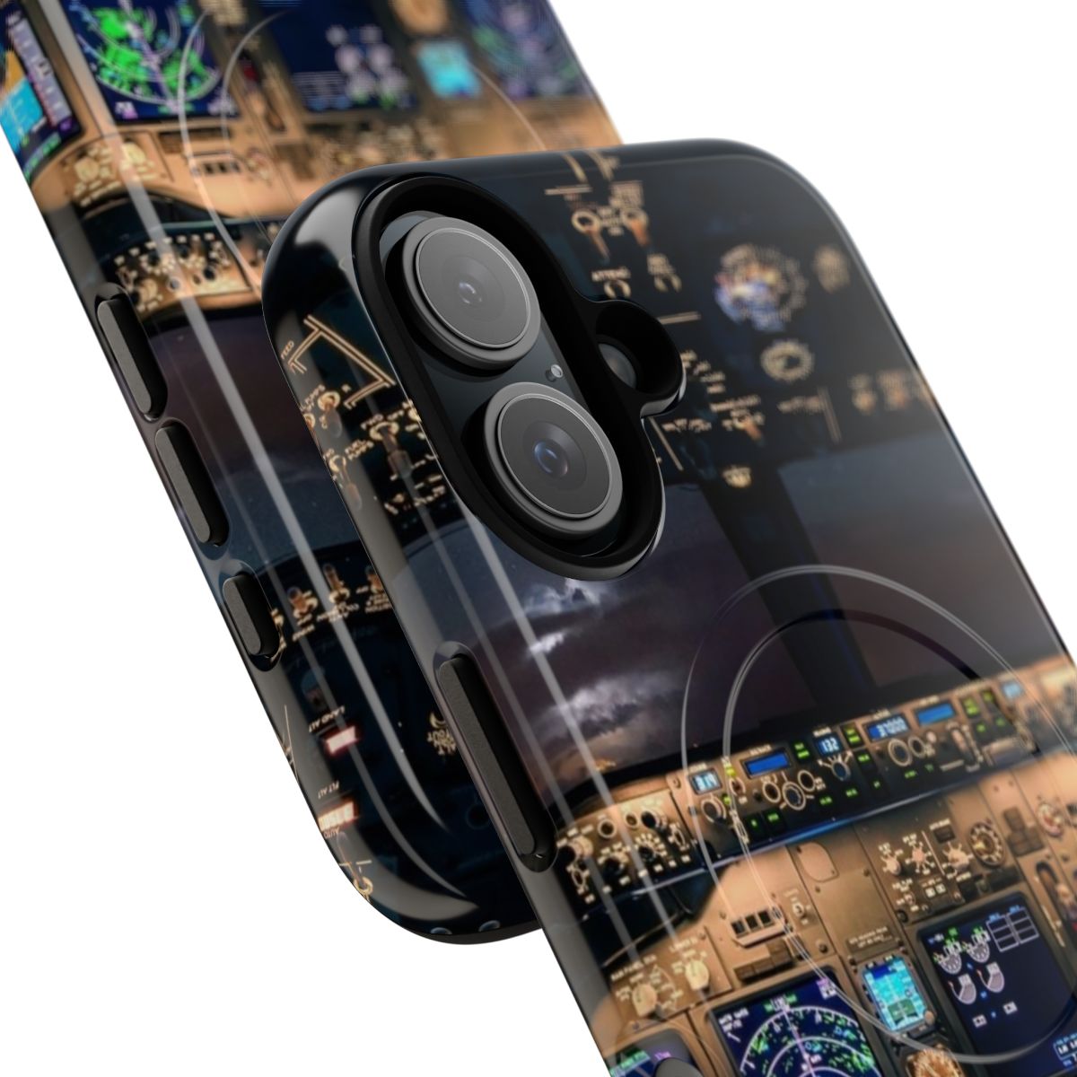 Magnetic tough phone case with aviation-themed design - Detail