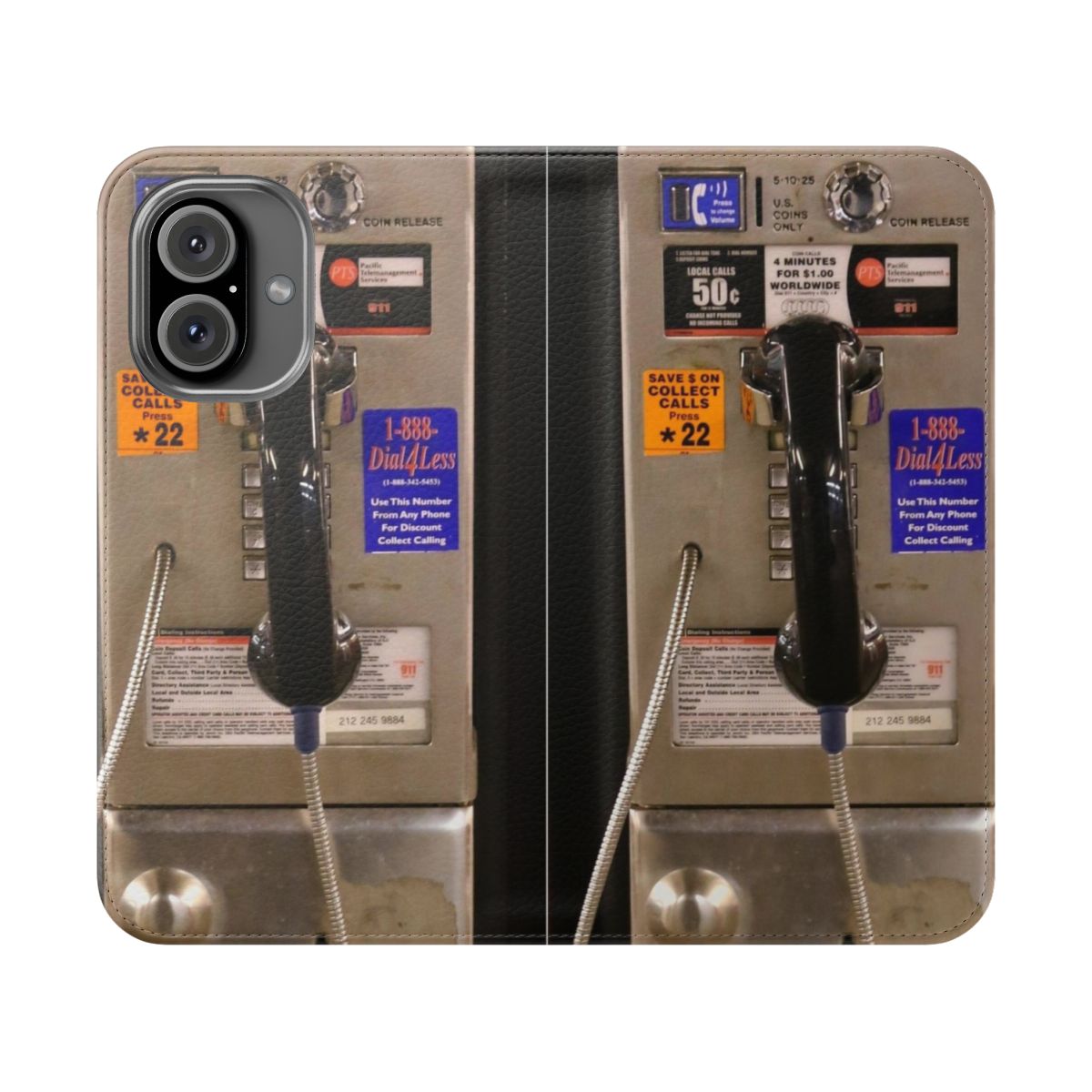 Retro-styled phone case with NYC payphone design