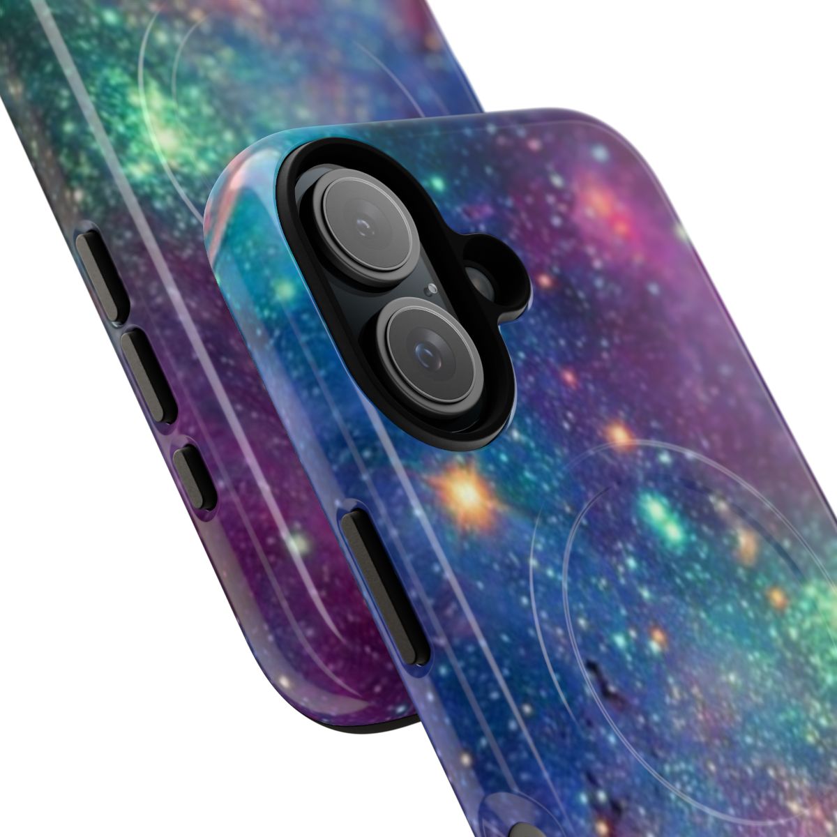 Stylish galaxy-themed phone case with planets, stars, and cosmic elements - Detail