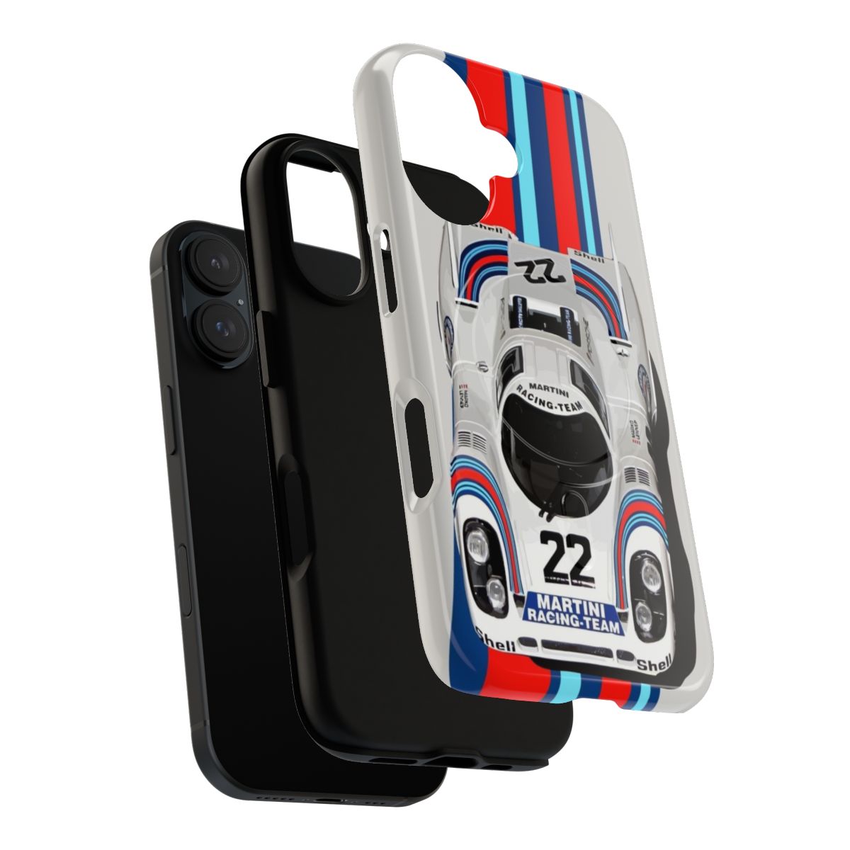 Vintage Porsche 917 race car in classic Martini Racing livery phone case - Layers