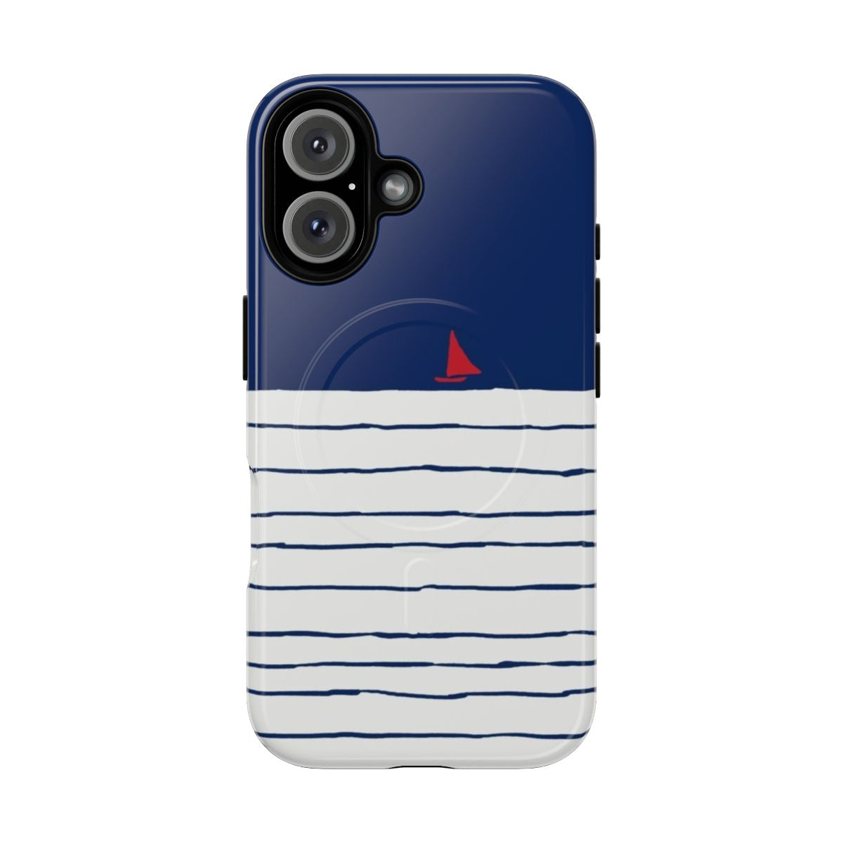 A tough and magnetic phone case with a sailing, nautical, and ocean-inspired design.