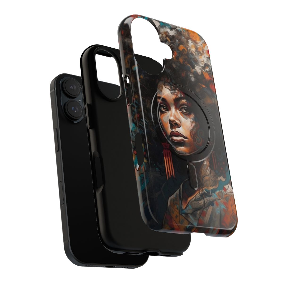 Vibrant Afrocentric art phone case featuring a surreal collage design - Layers