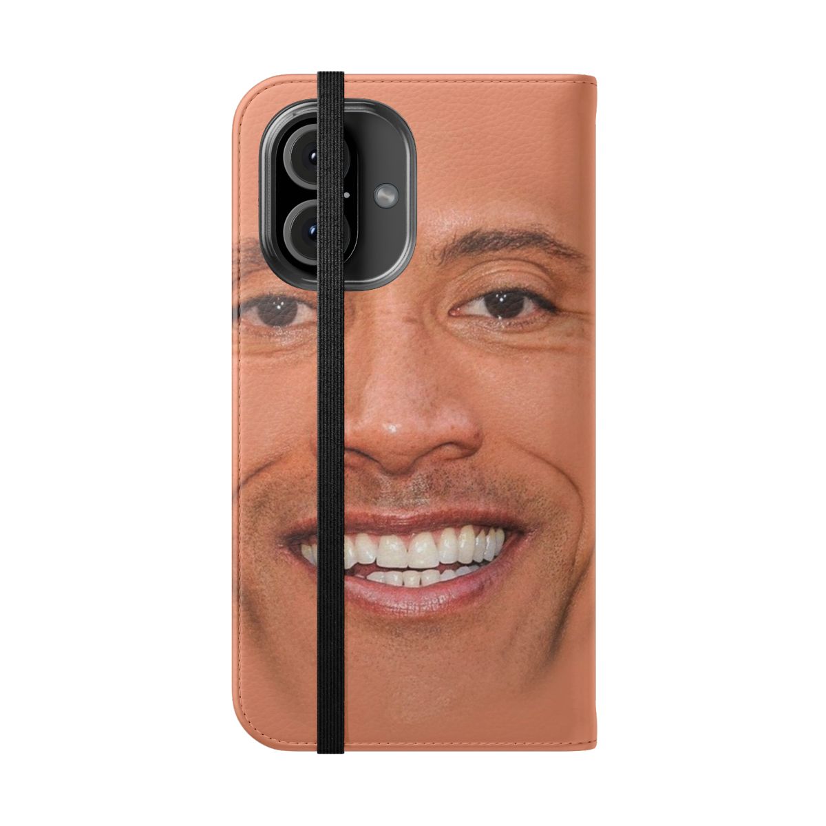 Dwayne Johnson-inspired flip cover phone case with wrestling and fighter graphics - Folded Front