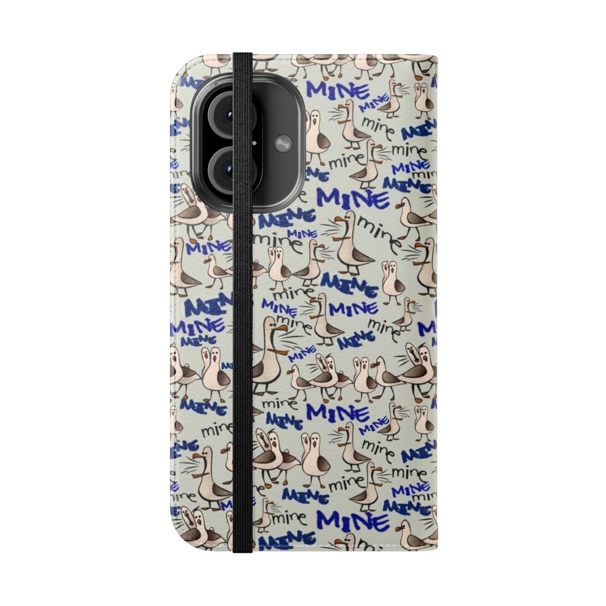 Cartoon seagulls from Finding Nemo on a blue flip cover phone case - Folded Front