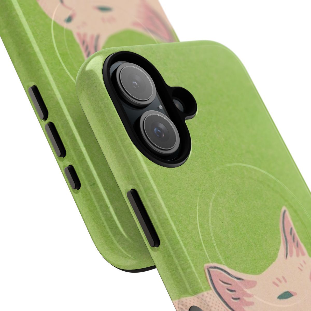 A phone case featuring a sneeze cat meme image, designed for durability and protection. - Detail