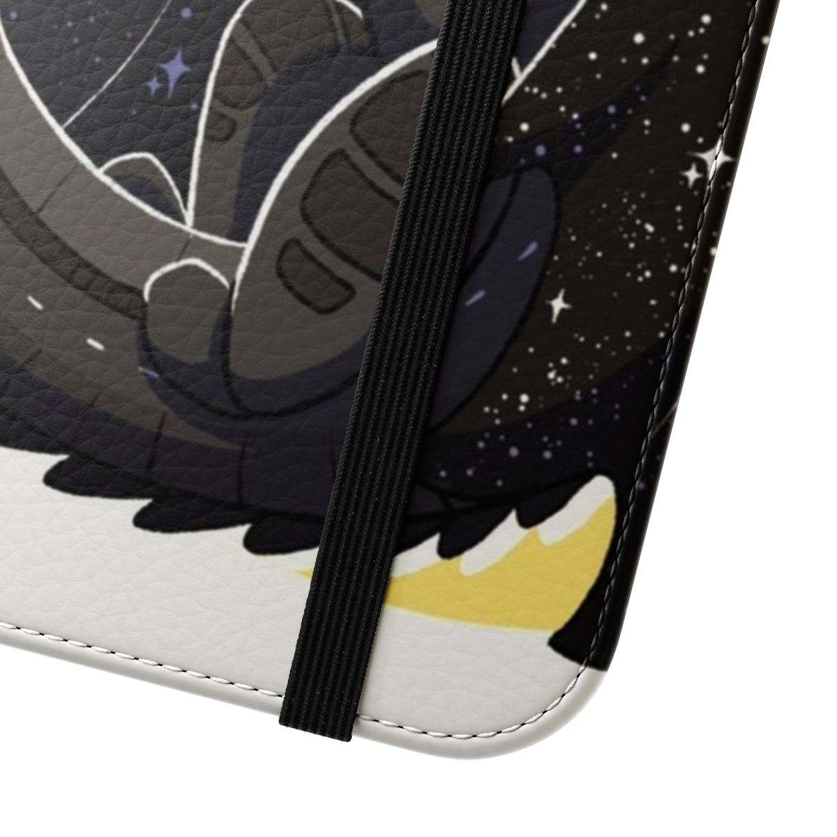 A dragon-themed flip cover phone case featuring intricate wing designs. - Close Up