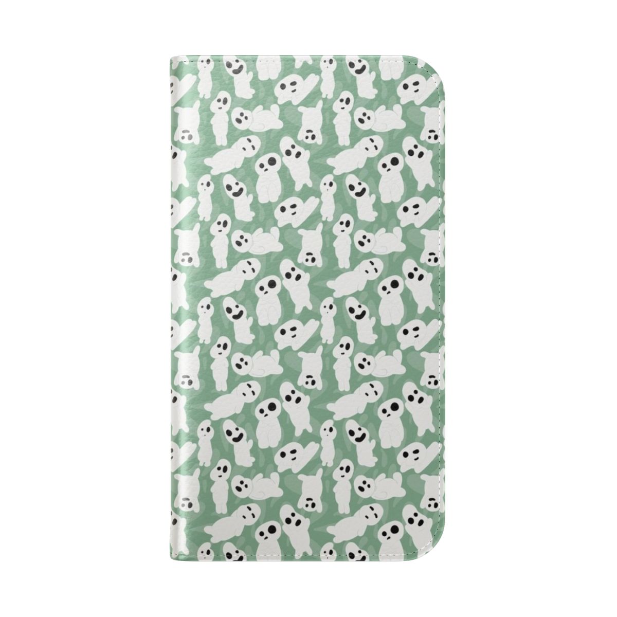 Kodama inspired flip phone case with nature and anime-style design - Folded Back