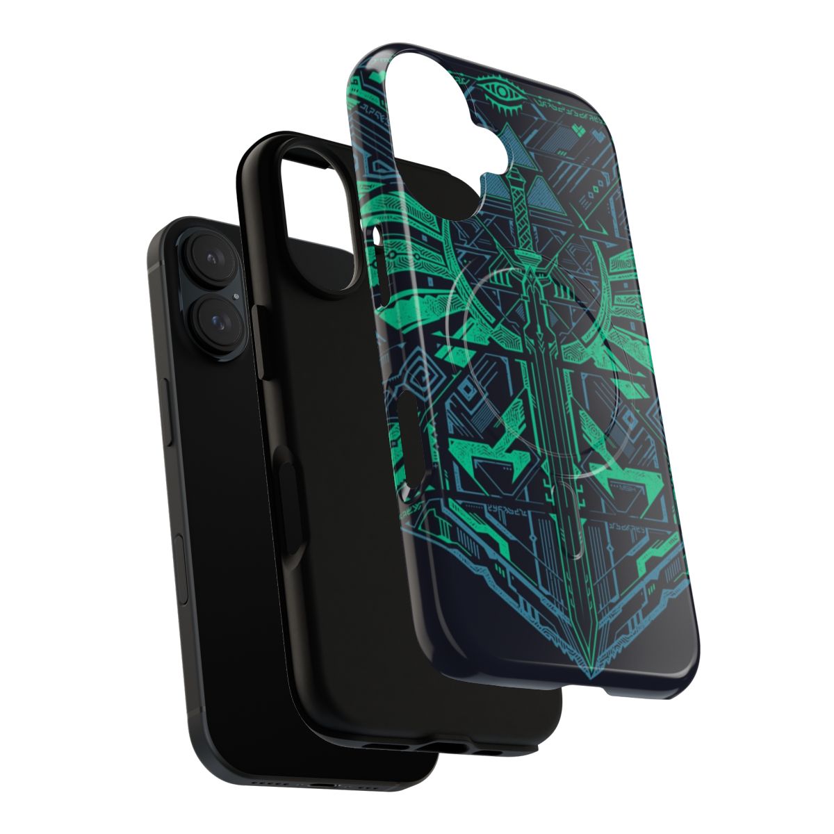 Cyber Hero Magnetic Tough Phone Case with Sword and Anime Graphics - Layers