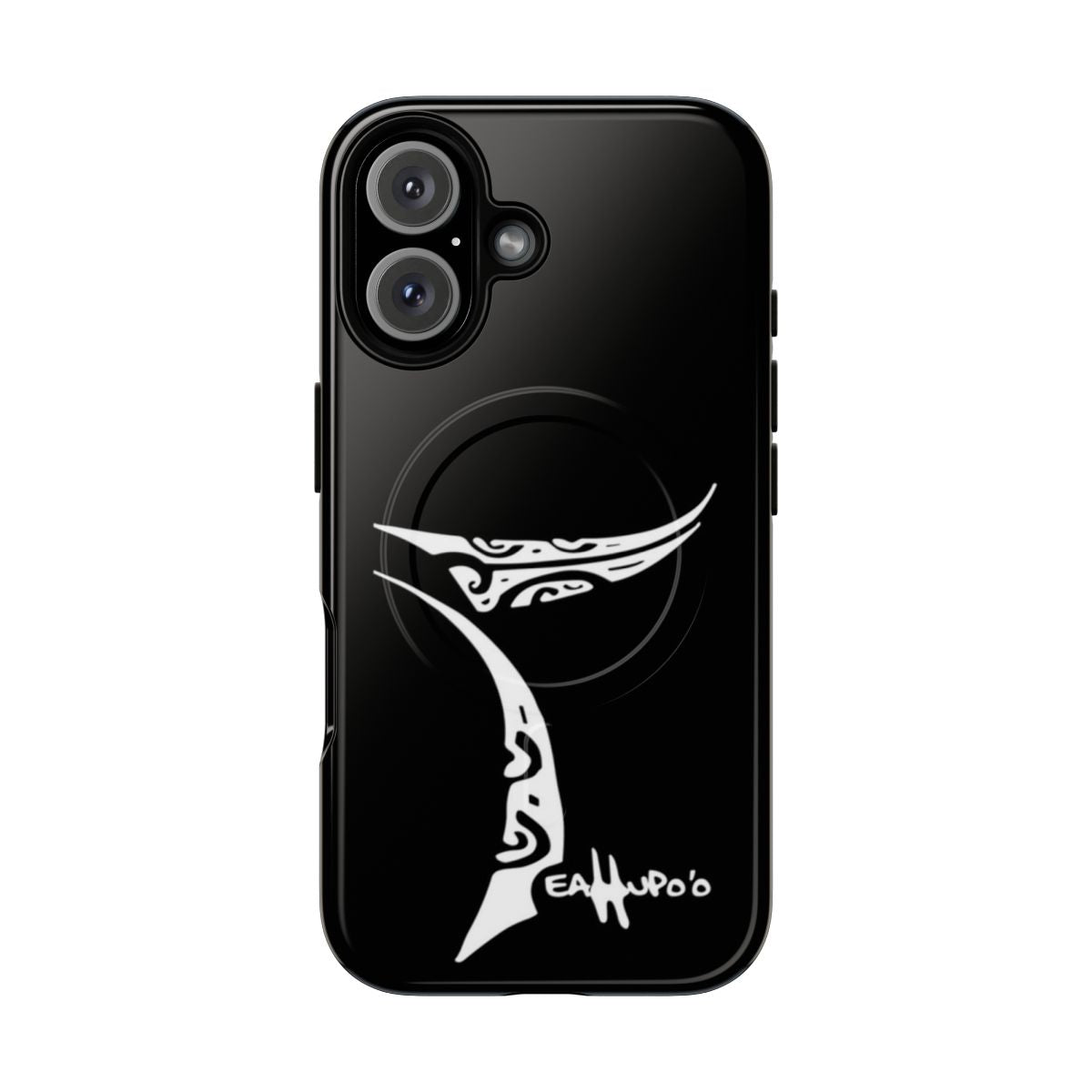 Teahupoo-inspired tough phone case with tribal and ocean motifs