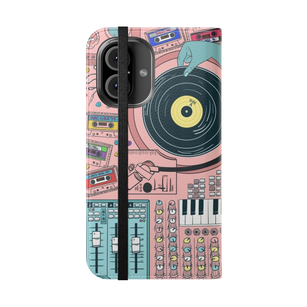 Abstract and surreal phone case with city and music elements - Folded Front