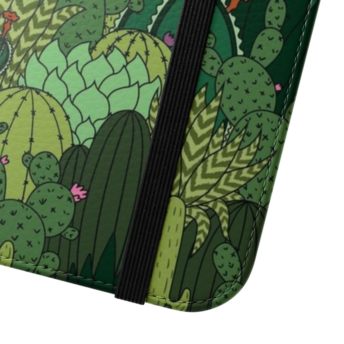 Cactus sloth-patterned flip phone case cover - Close Up