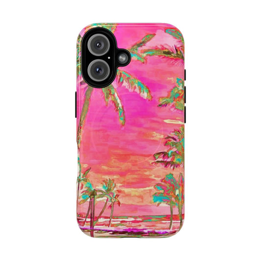 Vintage Hawaiian beach scene tropical floral phone case