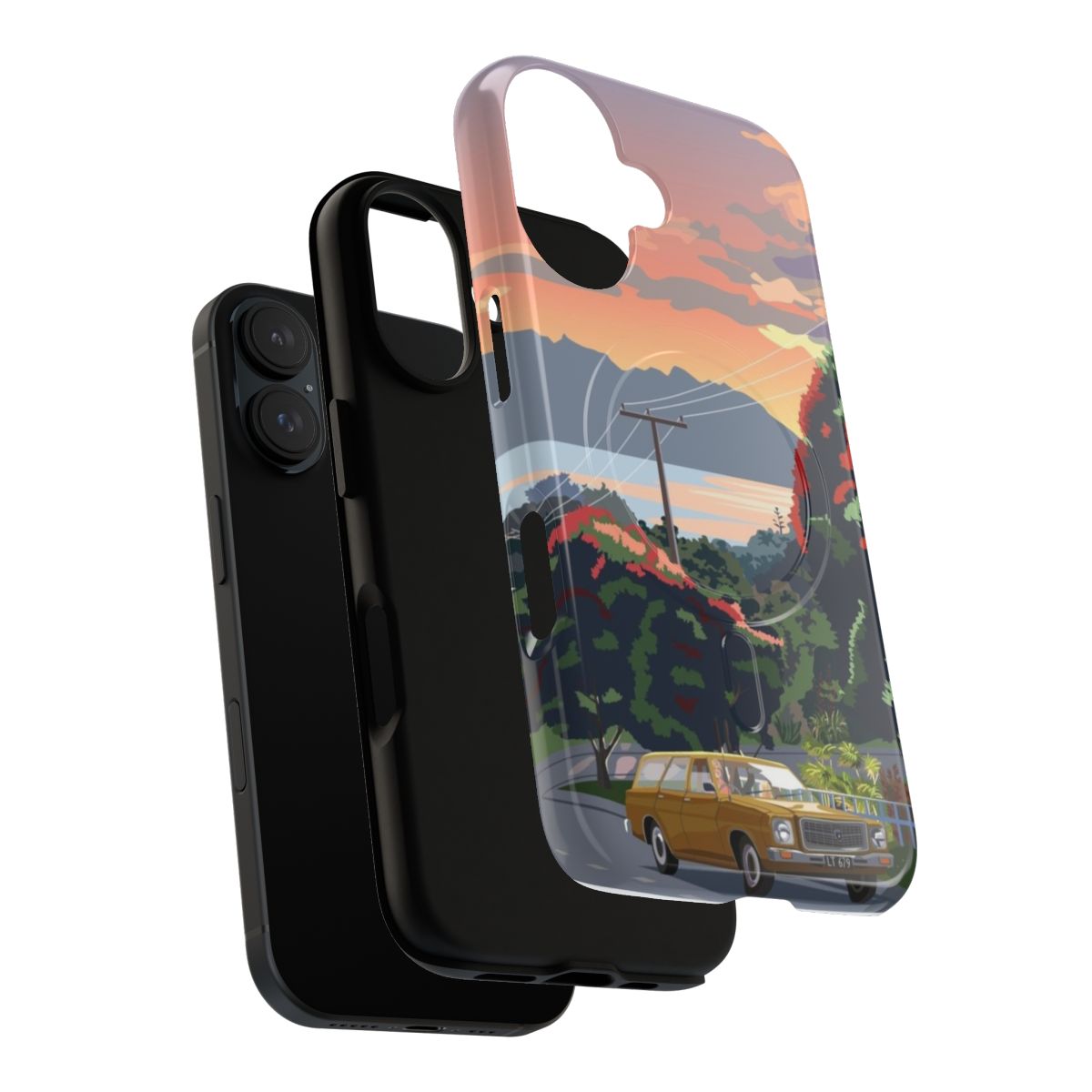 Magnetic tough phone case featuring a scenic road to Leigh on Great Barrier Island, New Zealand. - Layers