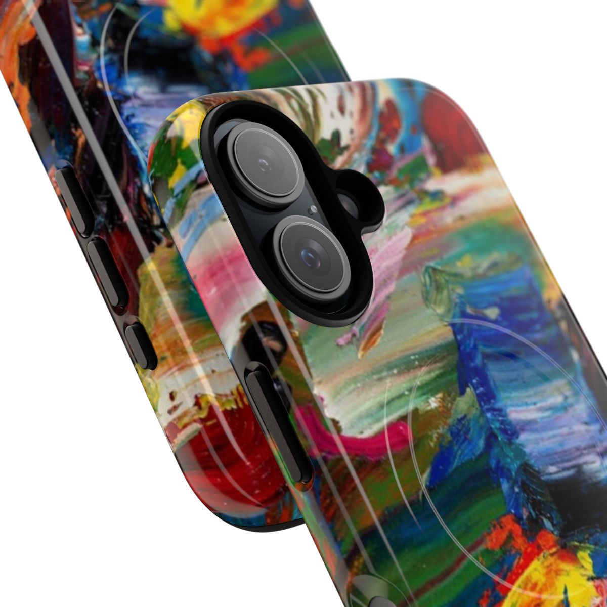 Colorful abstract art phone case with bold brush strokes - Detail