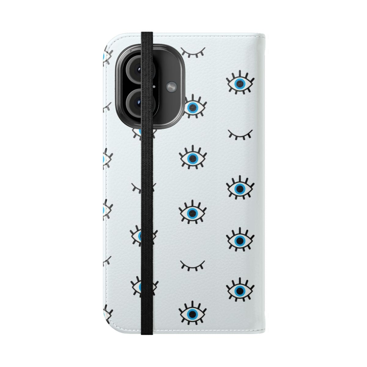 Sleek and stylish phone case featuring a minimalist eye design in a magical, occult, and esoteric style. - Folded Front