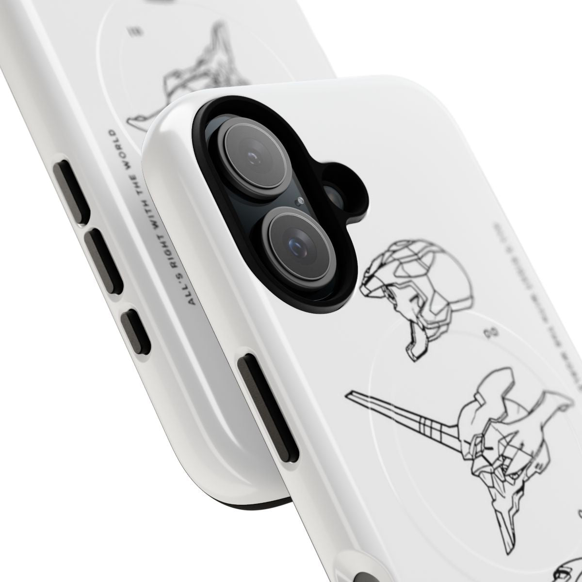 Evangelion-inspired magnetic phone case with bold mecha designs - Detail