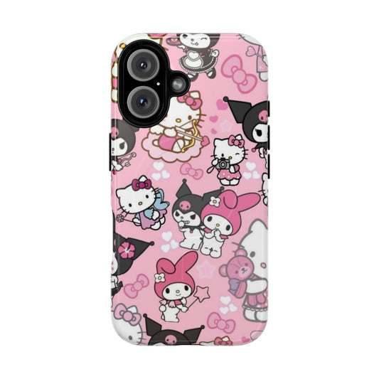 Anime-themed magnetic phone case with a playful cat illustration