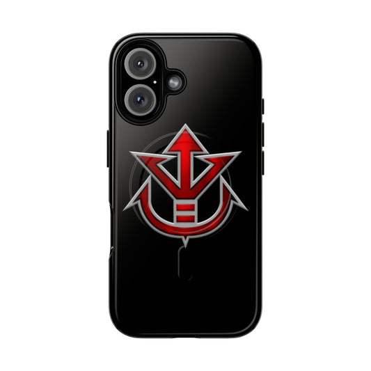 Magnetic tough phone case with anime-inspired royal symbol design