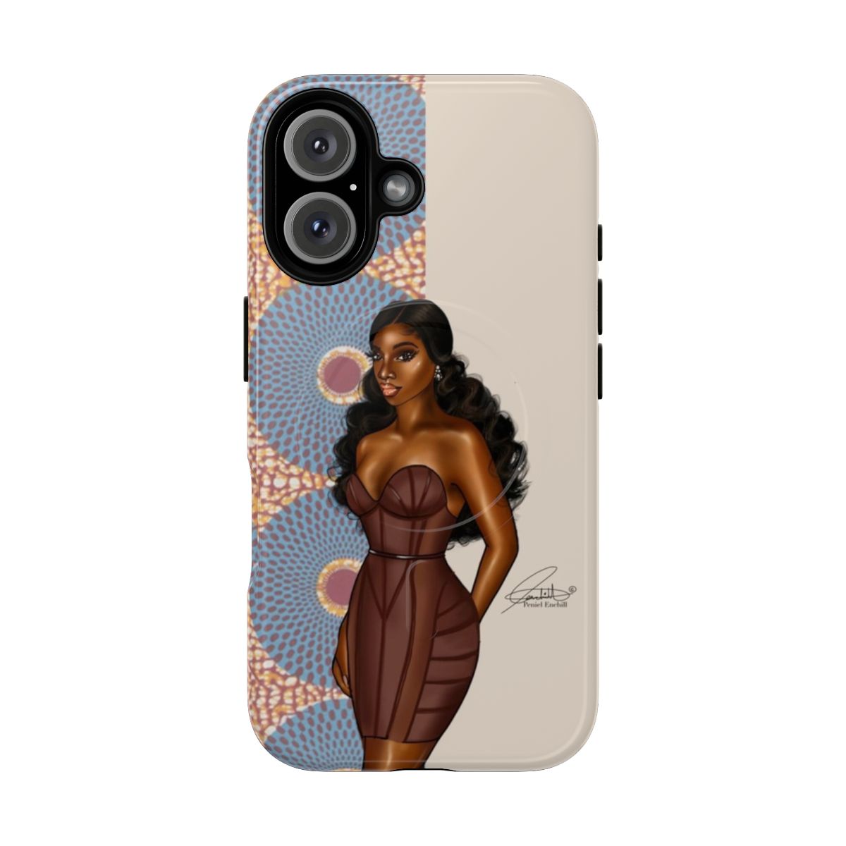 Melanin Goddess Magnetic Tough Phone Case featuring a vibrant black girl magic design