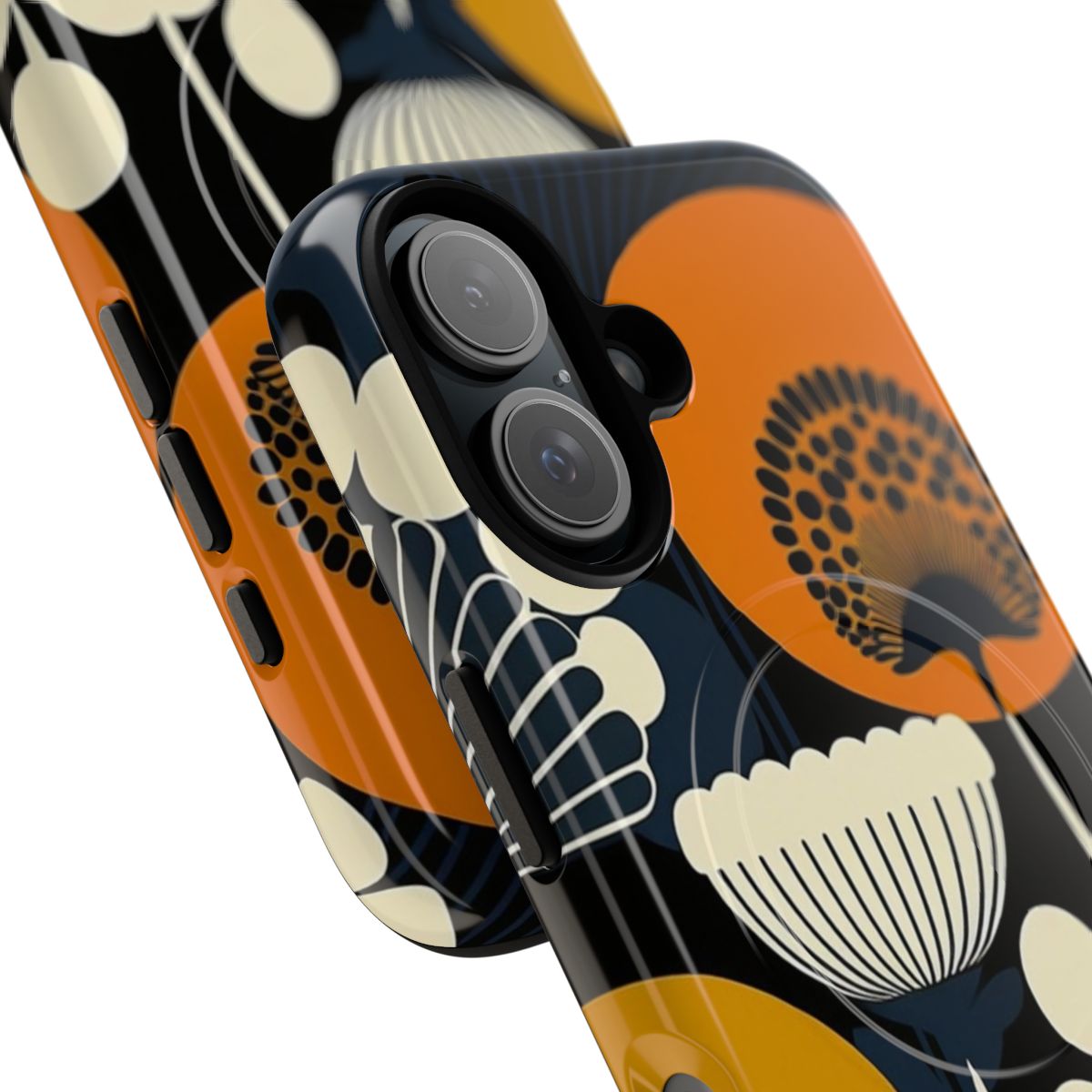 Floral pattern magnetic tough phone case featuring Finland-inspired design - Detail