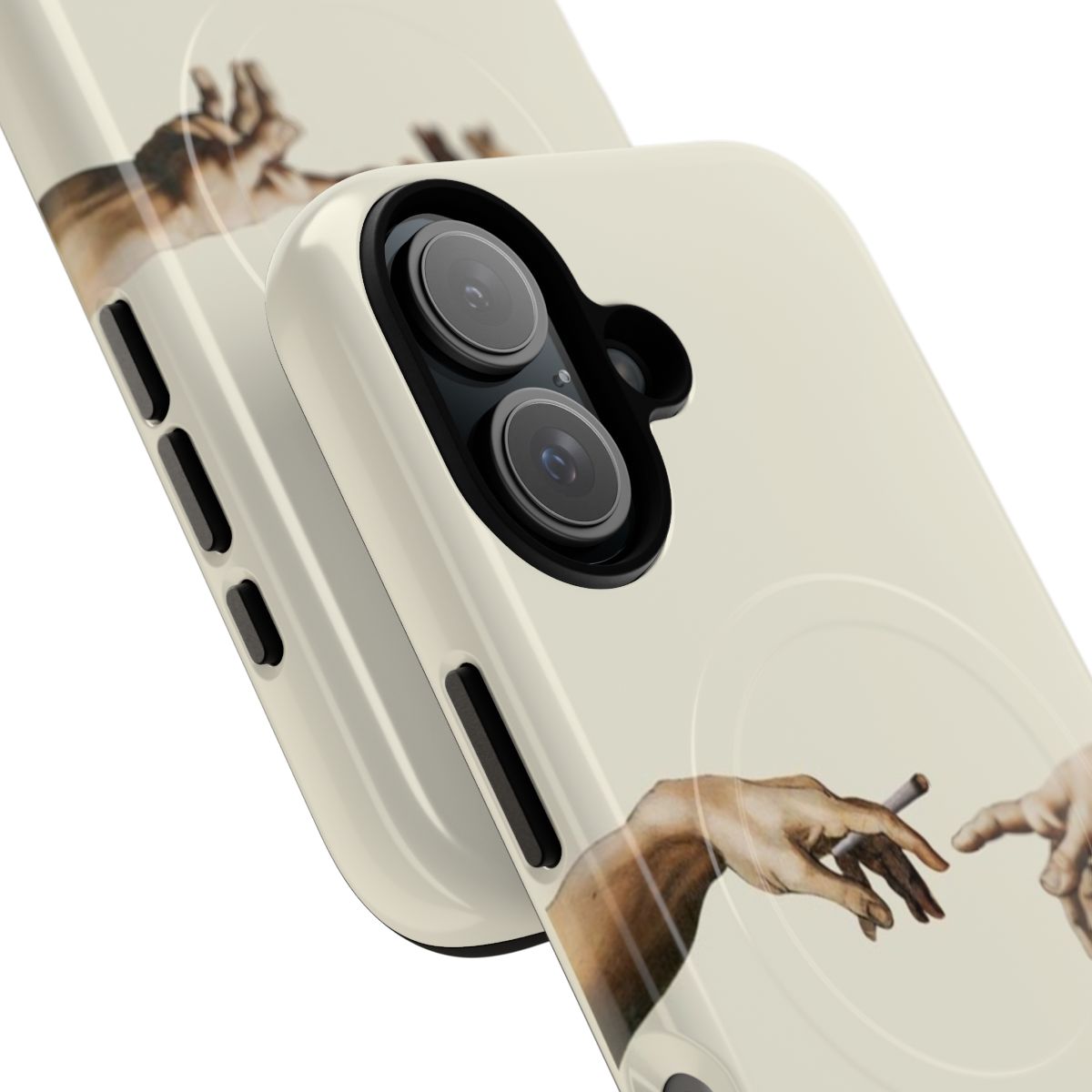 Tough phone case with a design inspired by Michelangelo's "The Creation of Adam" painting - Detail