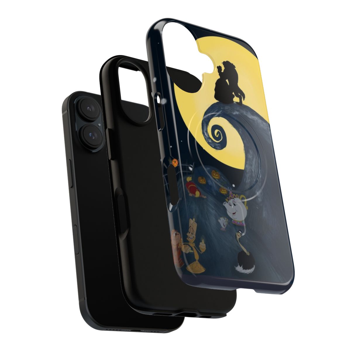 Disney-Inspired Magnetic Tough Phone Case featuring Beauty and the Beast and Nightmare Before Christmas characters - Layers