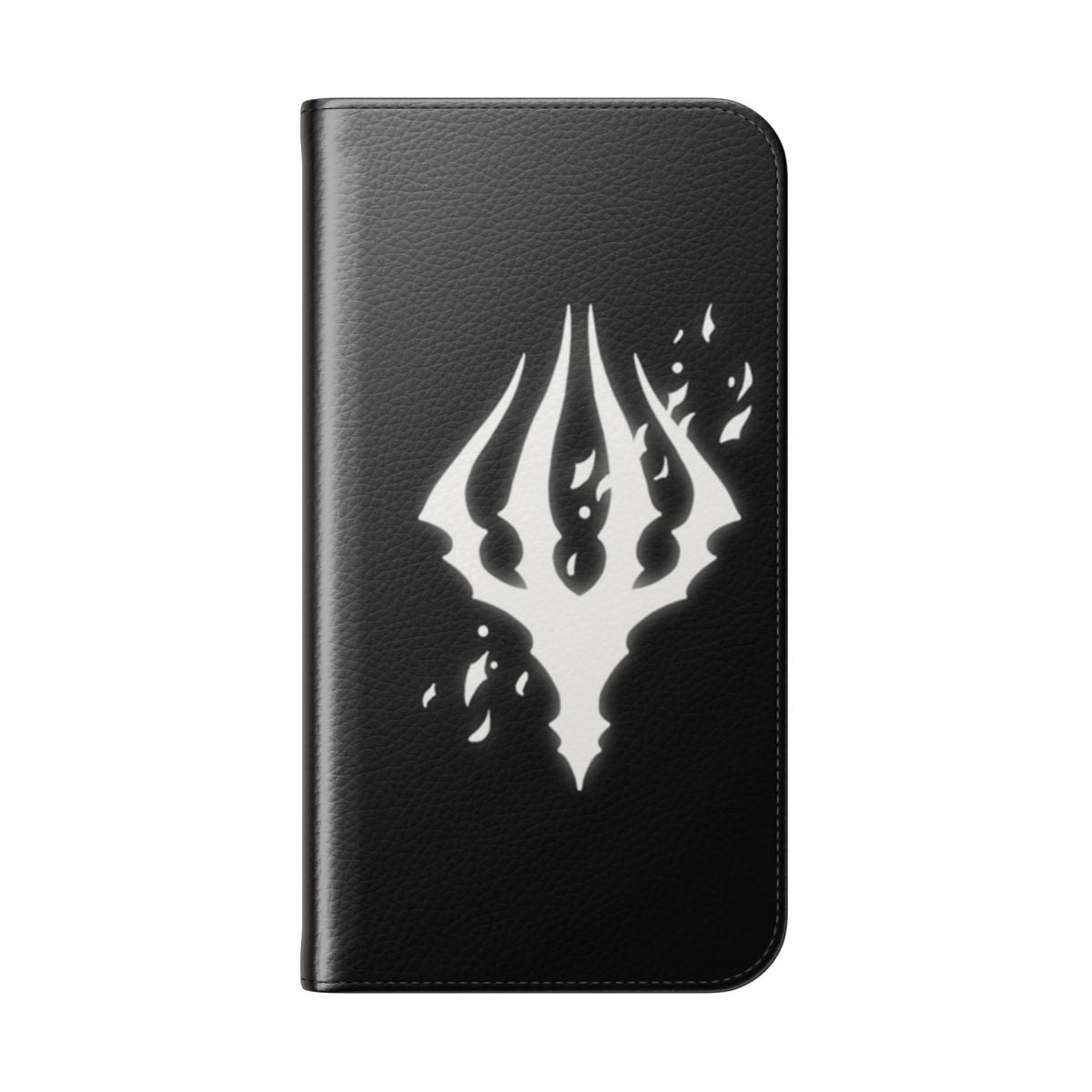 Black and white grayscale phone case featuring the King's Brand from the video game Hollow Knight. - Folded Back