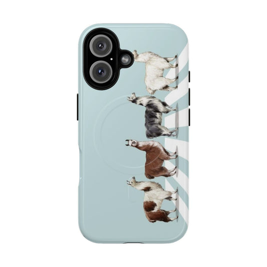 Llama-themed magnetic tough phone case with an Abbey Road-inspired design.