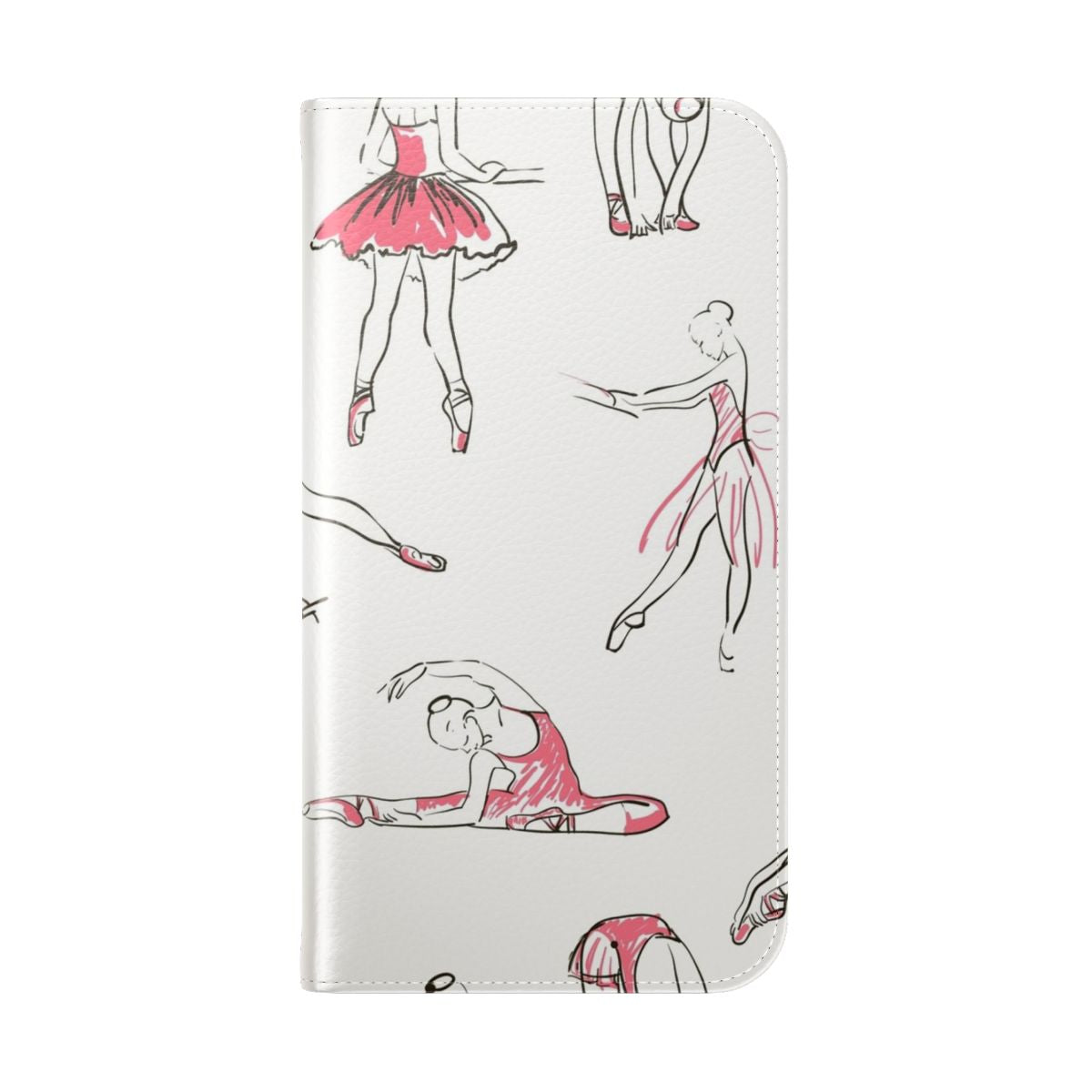 Ballerina silhouette in a graceful pose on a seamless pattern background for a phone case. - Folded Back